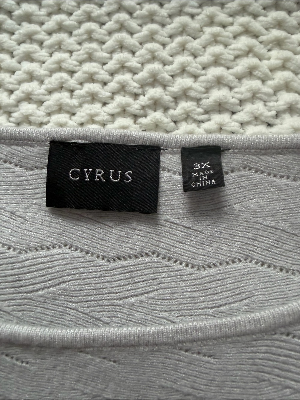 Cyrus Light Gray Textured Knit Top - 3X